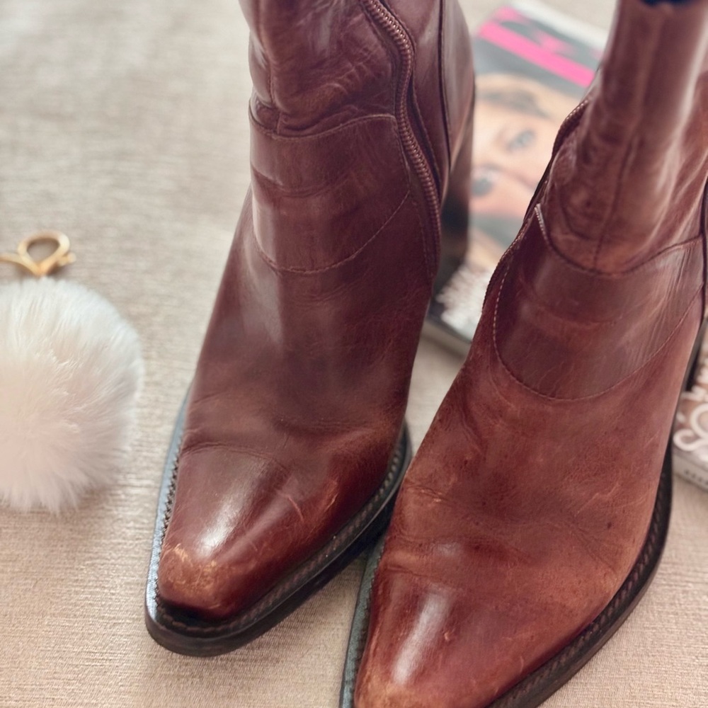 Elegant Brown Leather Heeled Boots